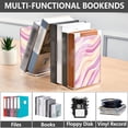 thumbnail image 4 of Acrylic Bookends 2 Pairs Decorative Book Stoppers for Home Office Desk Organizer Pastel Pink Wavy Lines, 4 of 6