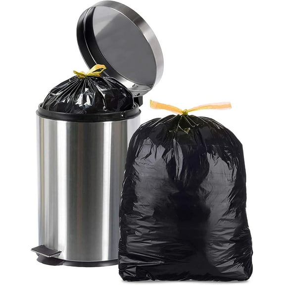 Pack of 25 Black Trash Can Liners with Draw Tape 37 x 42.5 Low Density Large Trash Bags 37 x 42 1/2 Thickness 1.4 Mil 45 Gallon Unprinted Poly Bags for Packing Disposing Waste, Wholesale Price