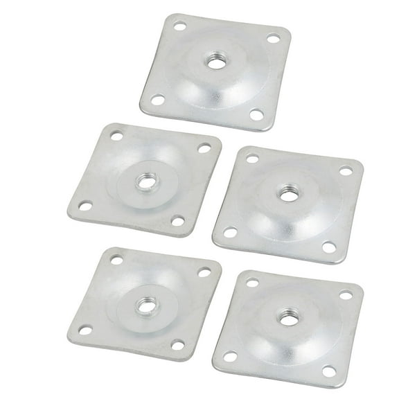 Unique Bargains Square Furniture Leg Mounting Plates M8 2mm Thickness Iron Zinc Plated 5pcs