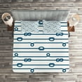 thumbnail image 3 of Ambesonne Navy Quilted Coverlet 3 Pcs, Sea Marine Nautical Knots, Queen Size, Navy Blue and White, 3 of 4