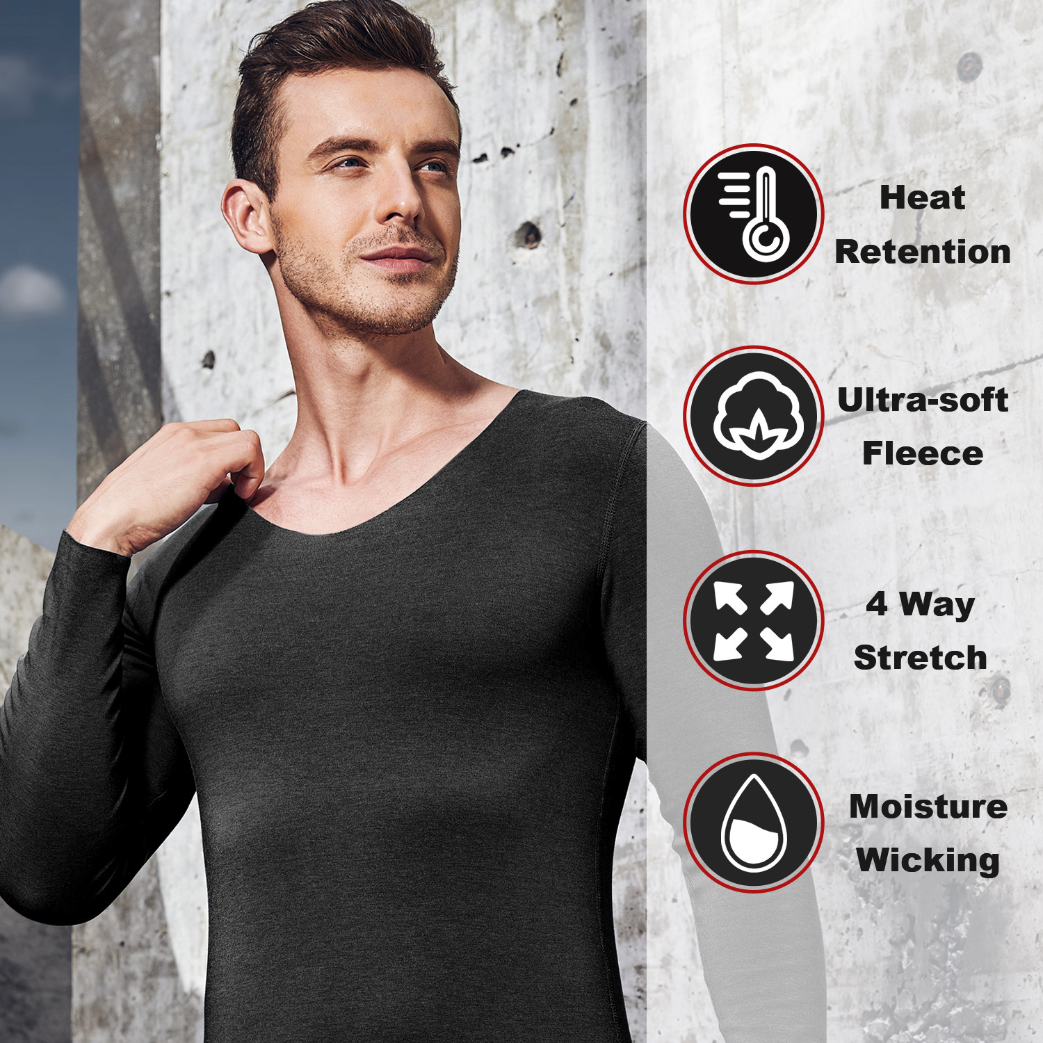 Htwon Mens Thermal Underwear Set Ultra Soft Microfiber Thermal Underwear For Men Long Johns Sets