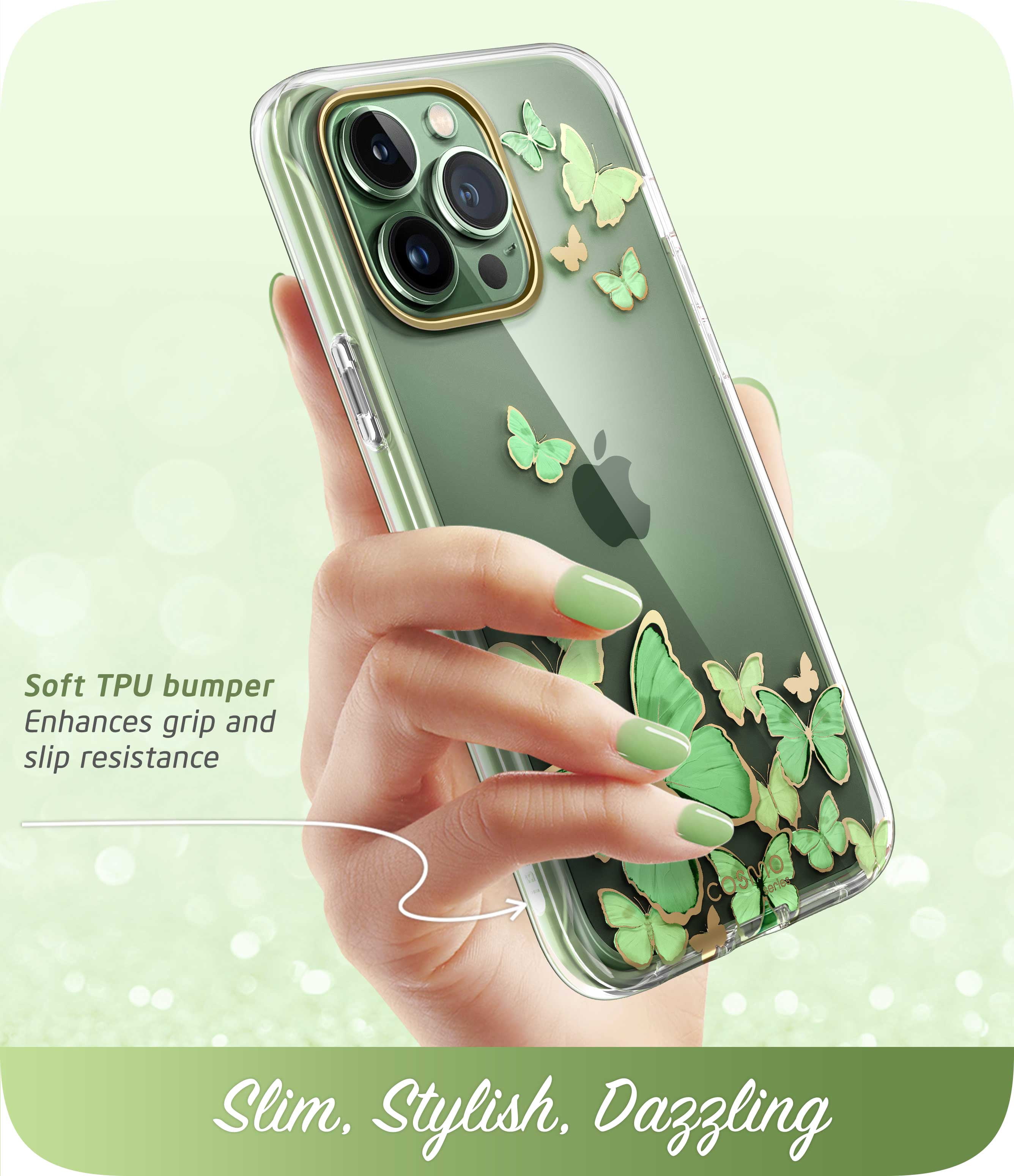 i-Blason Cosmo Series iPhone 13 Pro Max Case 6.7 inch (2021 Release), Slim Full-Body Stylish Protective Case for iPhone 13 Pro Max with Built-in Screen Protector (Mintfly)