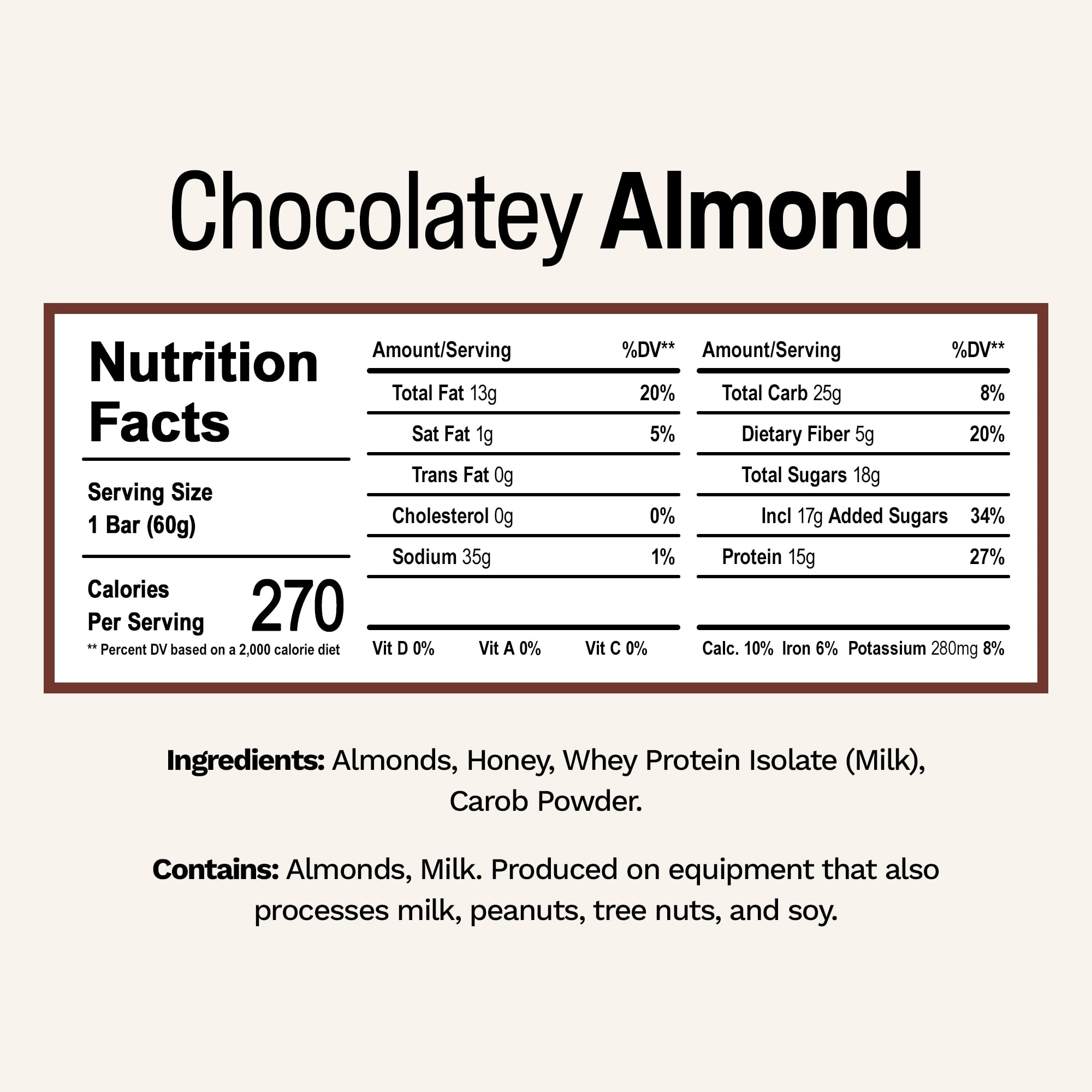 Rise Whey Protein Bars - Chocolatey Almond | Breakfast Bar & Protein Snack 15g Protein 5g Fiber Just 4 Whole Food Ingredients Gluten-Free Soy Free (12 Count)