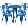 thumbnail image 2 of Emma + Oliver Commercial 30" Round Blue Metal Indoor-Outdoor Table Set with 4 Cafe Chairs, 2 of 5
