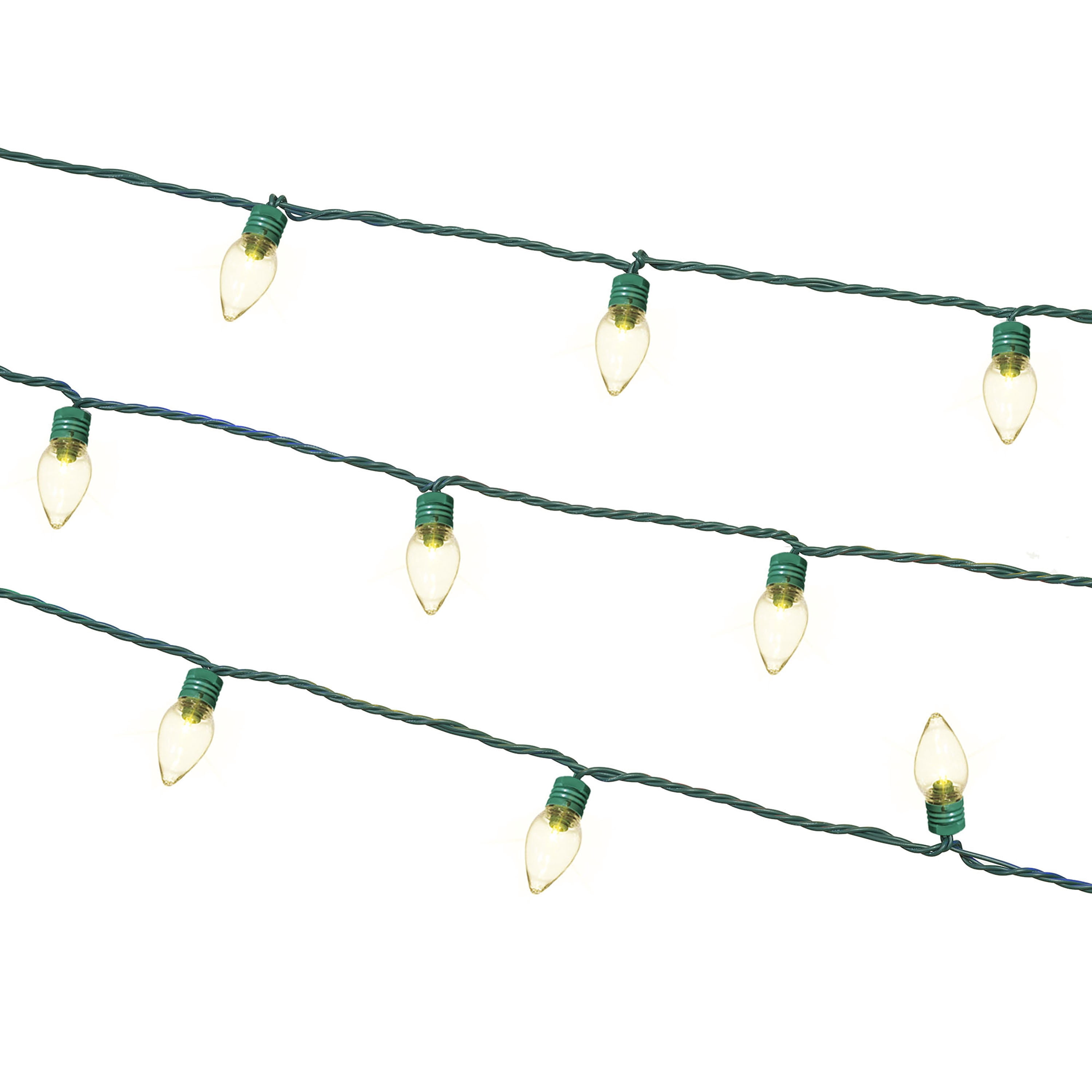 Indoor/Outdoor 25-Count Super Bright LED C7 Christmas String Lights, Warm White, 14', by Holiday Time
