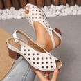thumbnail image 2 of HomeDM Platform Chunky Heels Sandals for Women Open Toe Slingback Summer Dressy Beach Slides Sandals, White Size 5.5, 2 of 9