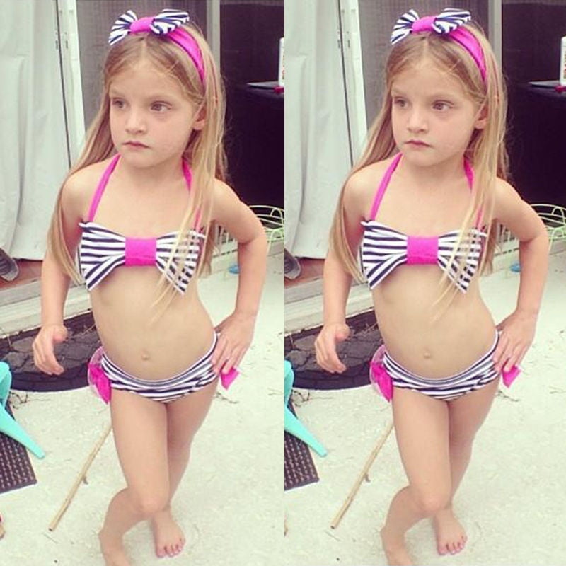 Mignon Enfants Bebe Fille Bikini Costume Raye Arc Maillots de Bain Maillot de Bain Bain Maillot de Bain Walmart