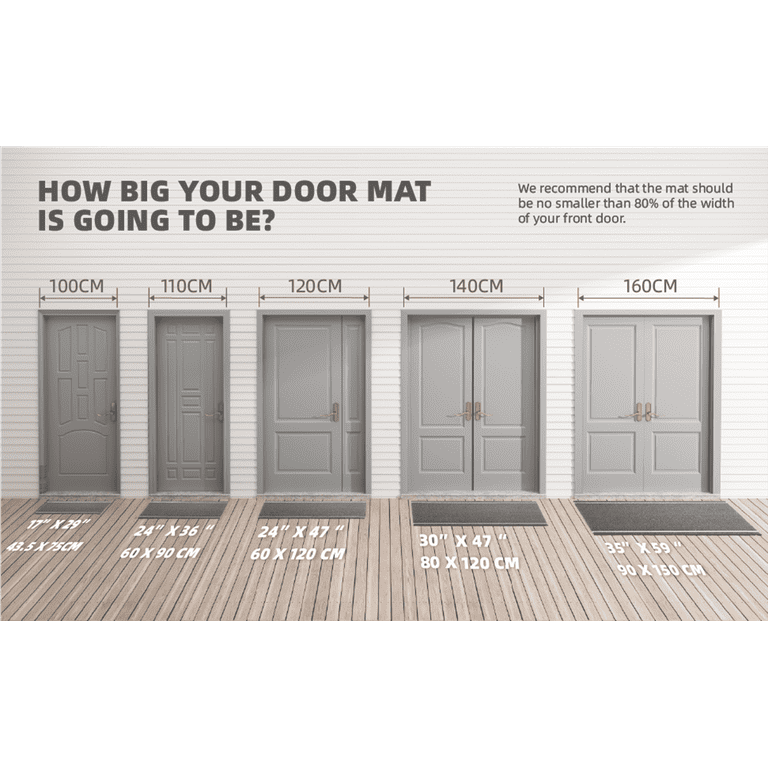 Howarmer Gray Door Mats Outdoor, Durable Rubber Welcome Mats Front Door Mats Rugs for Entryway, Patio, Busy Areas, 29 inch17 inch, Size: 29×17