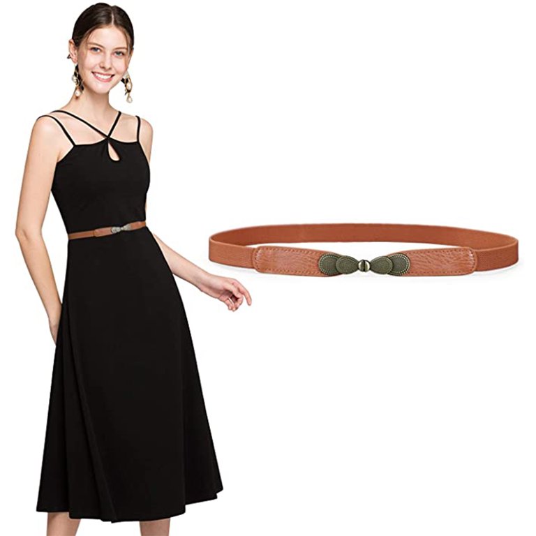 Women Skinny Elastic Stretch Belt for Dresses Retro Ladies 