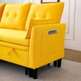 thumbnail image 4 of Convertible Sofa Bed,L-Shaped Sectional Sleeper Sofa with Storage Chaise,Cotton Linen Pull Out Sleeper Couch for Small Living Room,Apartment,Yellow, 4 of 7