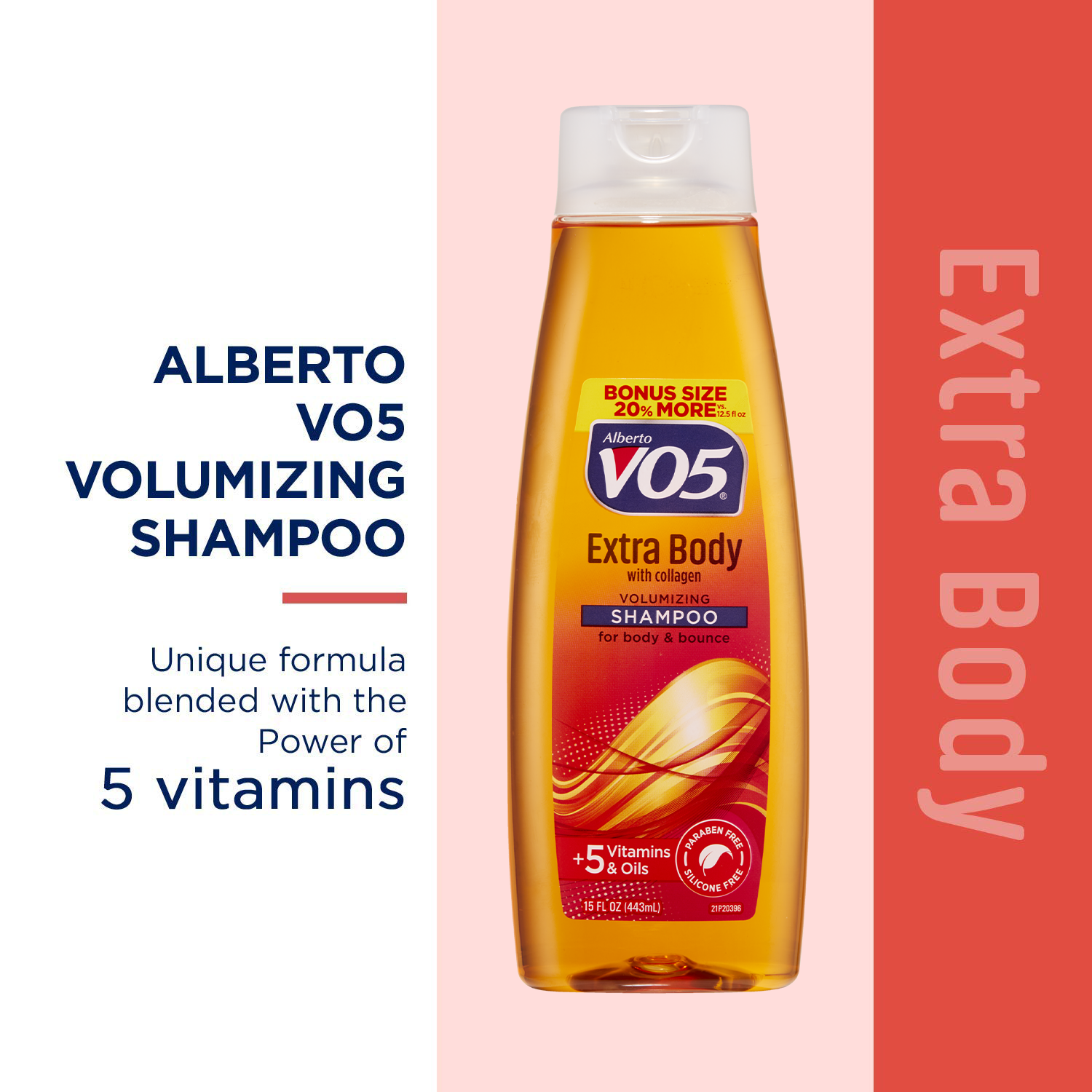 Alberto VO5 Extra Body Hair Shampoo, with Collagen, for Fullness and Volume, 15 fl oz - image 4 of 7