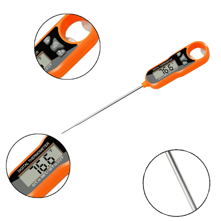 HIC KItchen Roasting Instant-Read Digital Meat Thermometer, Shatterproof  LCD Display, Stainless Steel with Protective Sheath and Internal  Temperature