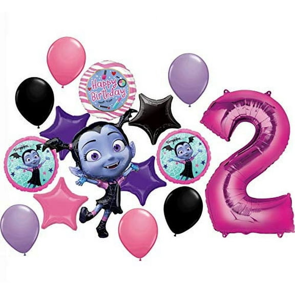 Vampirina Party Supplies 2nd Birthday Balloon Bouquet Decorations 15 piece kit