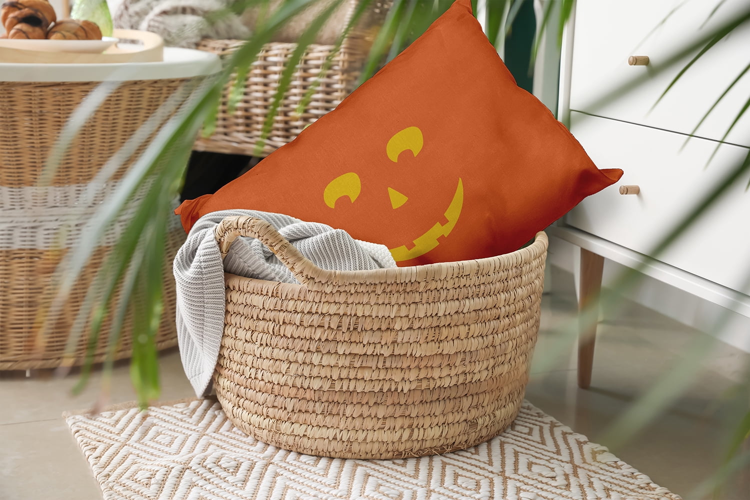 20" x 14" Simply Daisy Halloween JackoLanternLeft Polyester Accent Pillow, Nutmeg Qty 1