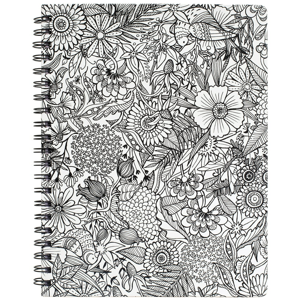 Hall Pass Adult Coloring Spiral Bound Sketchbook 8.5"X11"Floral