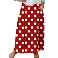 thumbnail image 2 of Cavosen Womens Midi Skirts Elastic Waistband Polka Dots Print Casual Skirts Elegant Lightweight Flowy Fashion Calf Length Skirts with Pocket Work Loose Fall Winter Clothes Red, 2 of 5