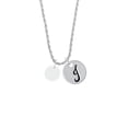 thumbnail image 2 of Delight Jewelry Acrylic 1/2" Disc Imitation Pearl Silvertone Script Initial Disc - J - Charm Necklace, 20"+3", 2 of 4