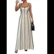 thumbnail image 3 of Vestido de Verano Sin Mangas con Cuello Halter y Contraste de Colores para Mujer Caqui XL, 3 of 7