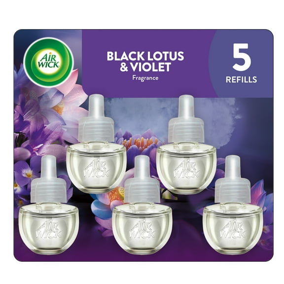 Air Wick Plug-In Scented Oil Air Freshener Warmer Refills, Black Lotus and Violet, 5 Count