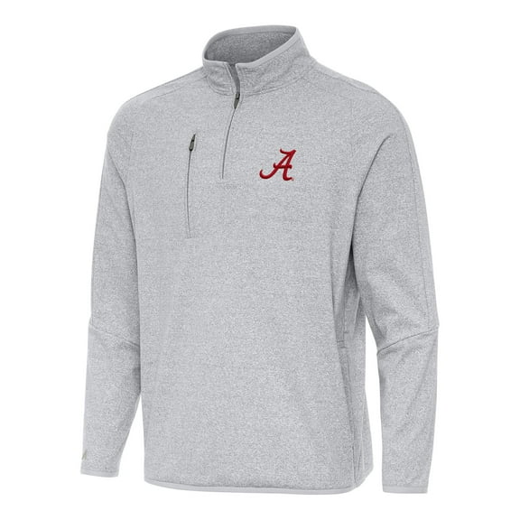 Men's Antigua Heather Gray Alabama Crimson Tide Certain Quarter-Zip Tri-Blend Sweatshirt