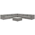 thumbnail image 1 of Sectional Sofa Set, Faux Vegan Leather, Grey Gray, Modern Contemporary Urban Design, Living Lounge Room Hotel Lobby Hospitality, 1 of 10