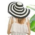 thumbnail image 4 of Women's Beachwear Sun Hat Stripe Striped Straw Hat Floppy Beach Hat Foldable Wide Brim Cap for Summer, 4 of 8