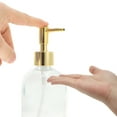 thumbnail image 3 of Unique Bargains 1 Pc Durable Cylinder Glossy Soap Dispenser 13.53oz Clear Gold Tone, 3 of 6