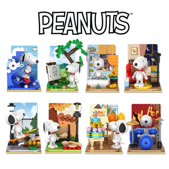 Hengsanhe Ka Boucle Authentique Série Snoopy Blocs de Construction Petites Particules Décoration de Jouets pour Enfants Cadeau Boîte d'Exposition Boîte Surprise