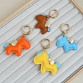 thumbnail image 3 of Cute Leather Horse Keychain Fashion Trendy Cartoon Animal Bag Pendant Charm Car Key Ring Hangings Ornaments Accessories Gifts, 3 of 9
