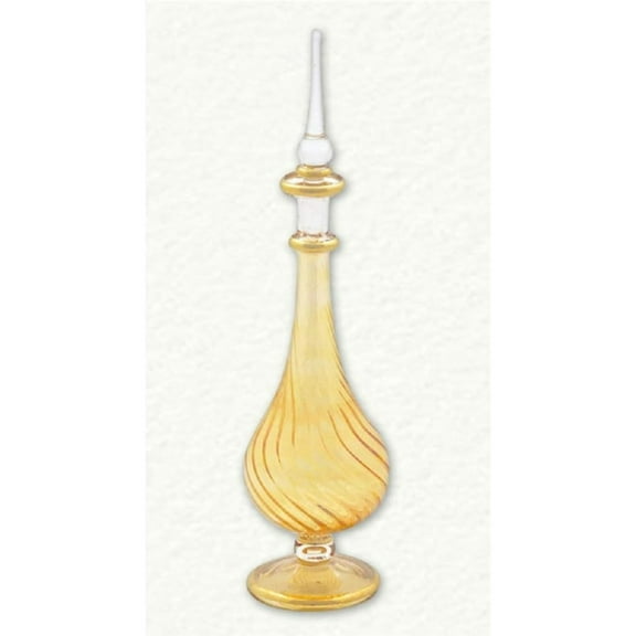 Yellow Swirl Pear Shape Egyptian Blown Glass Perfume Bottle Made in Egypt New