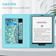 Fintie Stand Case for 6.8 Kindle Paperwhite (11th Generation 2021) & Kindle Paperwhite Signature Edition - Premium PU Leather Sleeve Cover with Card Slot and Hand Strap, Emerald Illusions
