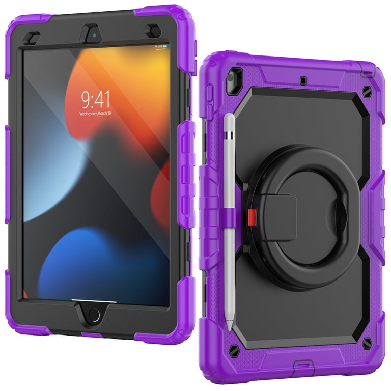 SEYMAC iPad 9th/ 8th/ 7th Generation Case 10.2 2021/2020/2019, Full-Body  Shockproof Heavy Duty Protective Case with Screen Protector, 360° Rotating