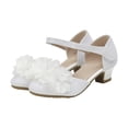thumbnail image 4 of IUJSOY Girls Dress Shoes Closed Toe Chunky Heels Bowknot Ankle Strap Wedding Party Princess Shoes, 4 of 9