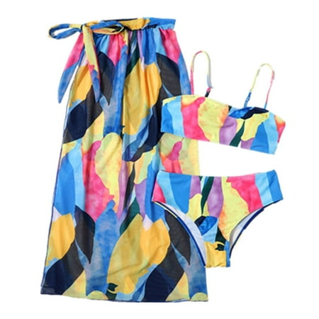 Lu s Chic Women s Sexy 3 Piece Bathing Suit Brazilian Bikini Bottoms Sheer Cheeky Cover Up Wrap Low Rise Summer Backless Swimsuit Printed Yellow 12