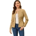 thumbnail image 1 of INSPIRE CHIC Veste en Denim à Basque pour Femme, Col Rond, Sans Col, Boutonnée, 1 of 6