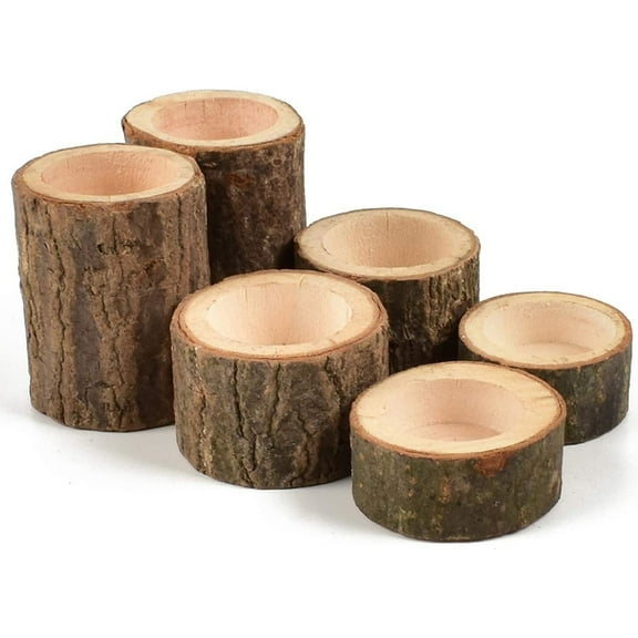 Topboutique Wood Candle Holder Wooden Tea Light Candle Holders 3 Sizes Votive Tealight Holder Candle Holders Tealight Candlestick for Wedding Birthday Party Valentine's Day Home Decoration,6 Pcs