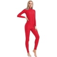 thumbnail image 3 of Adult High Neck Zip Unitard Full Body Leotard Bodycon Jumpsuit for Women, 3 of 14
