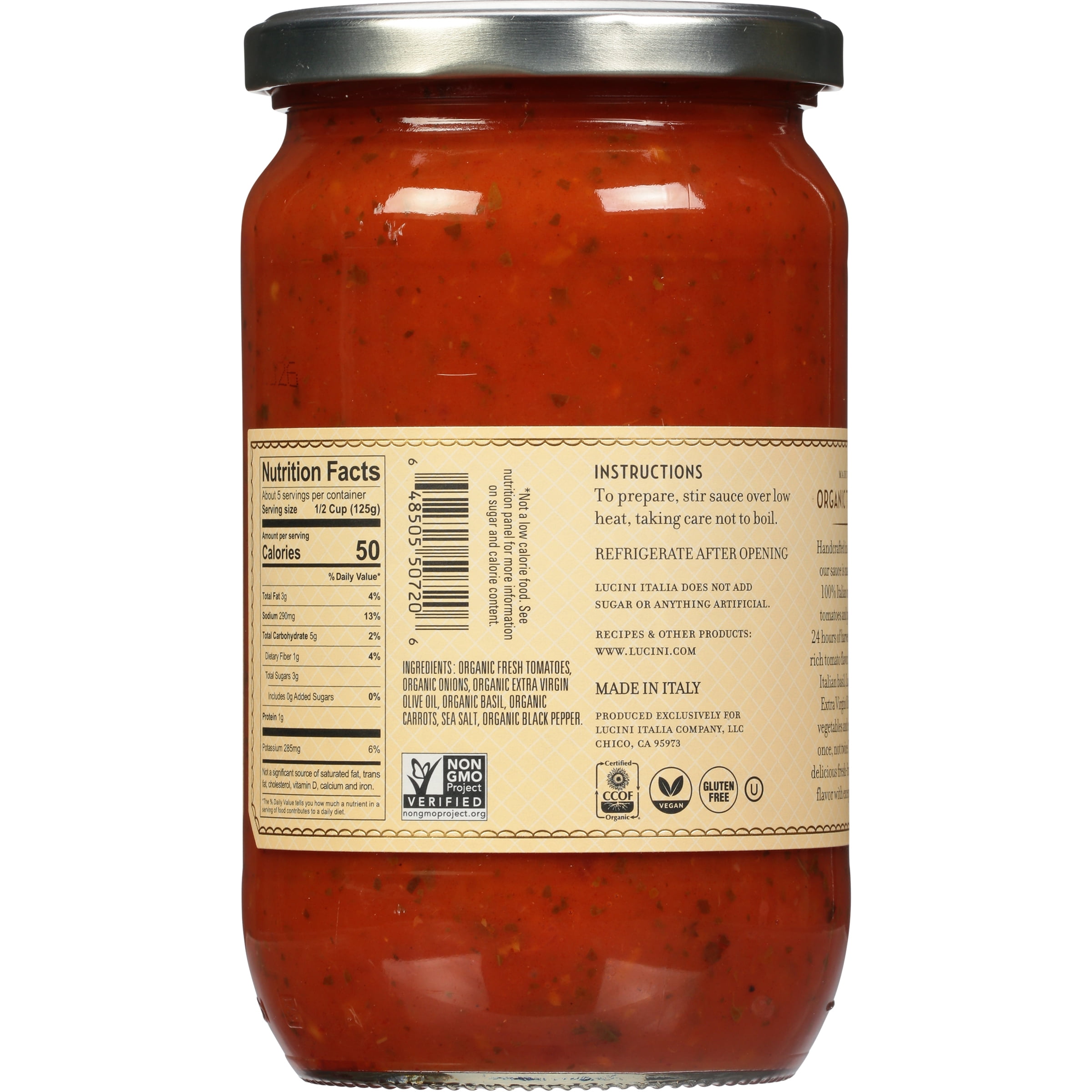 (3 pack) Lucini Italia Rustic Tomato Basil Tomato Sauce, 25.5 Fl Oz