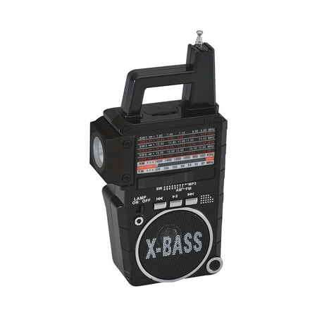 QFX AM/FM/SWI-6 8 Band Radio with Flashlight and USB/TF