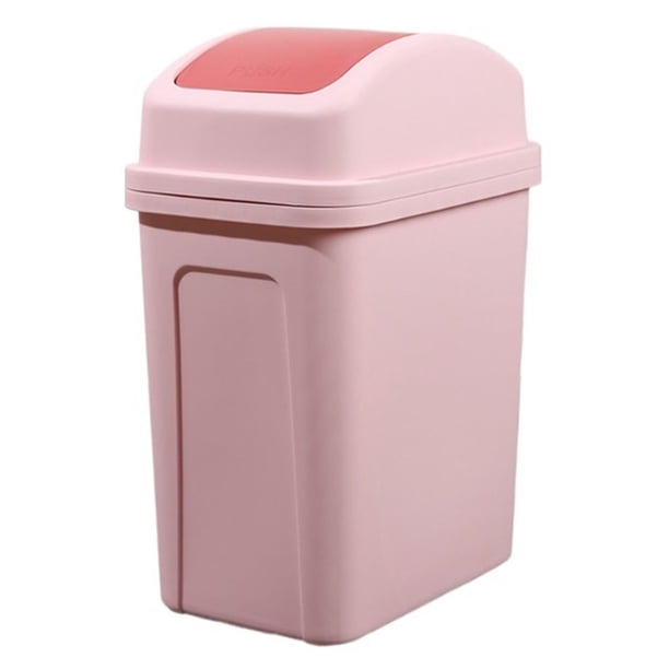 Bote de basura con tapa abatible de plástico, cubo de basura compacto for debajo del escritorio, bote de basura portátil con tapa abatible