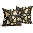 thumbnail image 2 of Christmas Black Pillow Covers 18X18 Inch Gold Xmas Tree Snowflakes Decorative Pillow Cases Set of 2 Winter Holiday Throw Pillows Farmhouse Home Decor for Sofa Couch Cushion Outdoor, 2 of 6