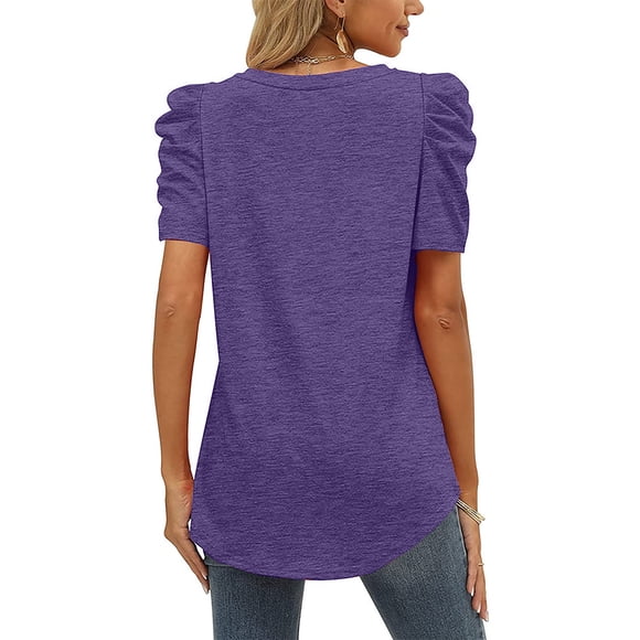 Camisa de verano mujer Nikou blusa informal manga corta V
