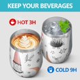 thumbnail image 4 of 12oz Stemless Wine Tumblers White Christmas Gnome and Snowflake Pattern Vacuum Insulated Stainless Steel Travel Tumbler Cups Mug with Lid and Straw for Champaign,Cocktail,Beer with Cleaning Brush, 4 of 5