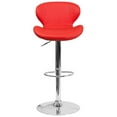 thumbnail image 3 of Contemporary Red Vinyl Adjustable Height Barstool with Curved Back and Chrome Base, 3 of 9