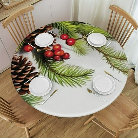 

BCIIG Christmas Decor Round Table Cover Stain Resistant Washable Indoor Outdoor Tablecloth Kitchen Dining Wedding Parties Waterproof 100% Polyester Fiber Santa Claus Design 54 -58