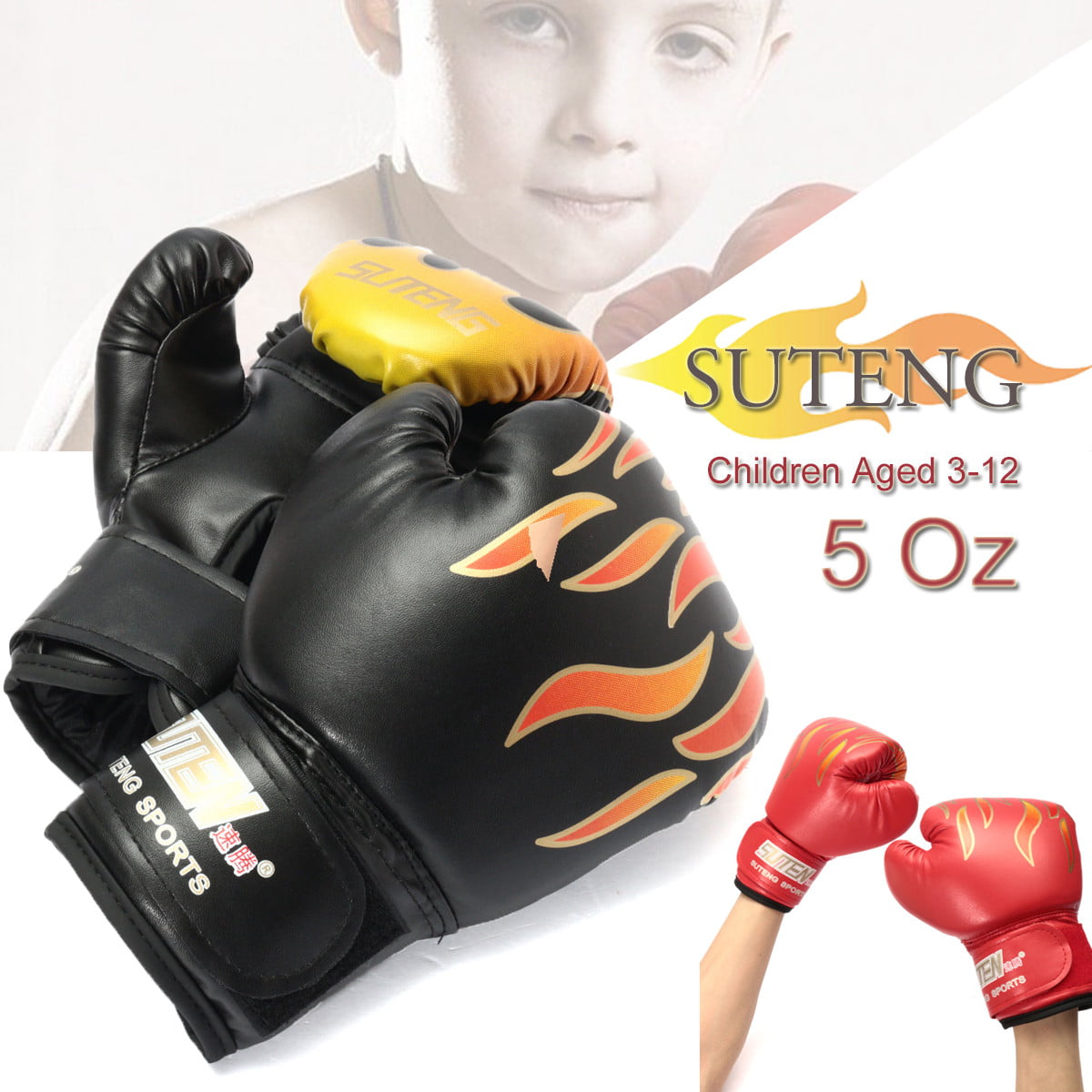 6oz Kids Boxing Bag Gloves MMA Muay Thai Junior Punch Sparring Mitts Boys Boxing 