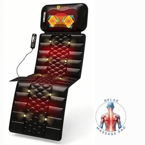 Full Body Massage Mat, 9 Modes 9 Soothing Vibration Back Massage Pad, Shiatsu Kneading Neck Massager, Massage Pillow with Heating, for Pain Relief Neck, Shoulders, Back, Waist and Legs