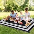 thumbnail image 4 of Reversible Waterproof Outdoor Rug, Plastic Straw Patio Mat Lightweight Portable Large Area Carpet, Modern Geometric Design, Multiple Sizes and Colors, 4 of 9