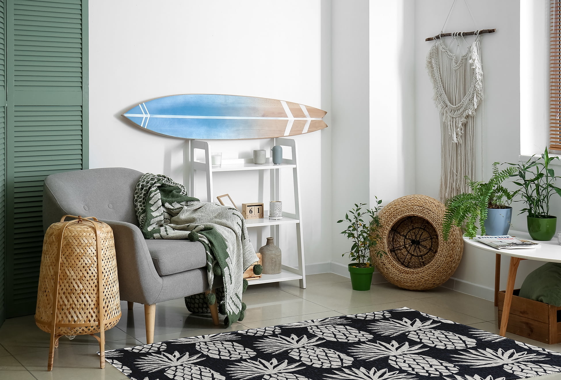Simply Daisy 4' x 6' Pineapple Pattern Chenille Rug, Shark Blue