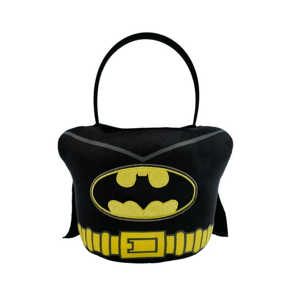 DC Batman, Black Plush Halloween Treat Carrier, 13" High, Black and Yellow, Polyester, by Ruz
